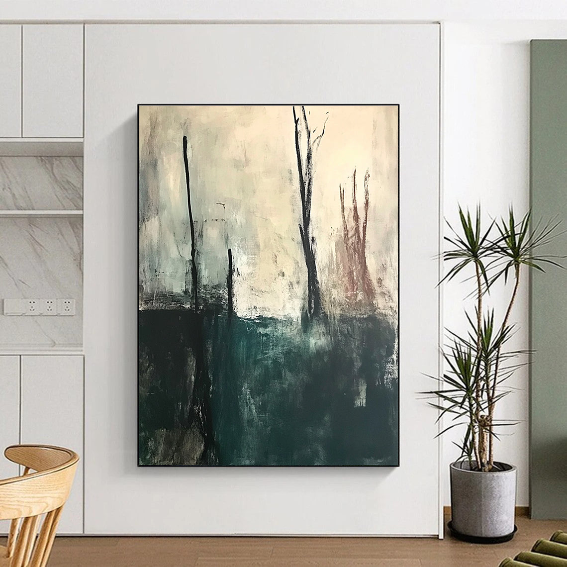 Dark Trees Abstract Painting for Mysterious Studies GAB0748