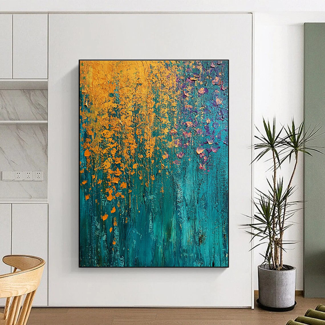Blue and Orange Impasto Expressive Abstract Painting GAB0373