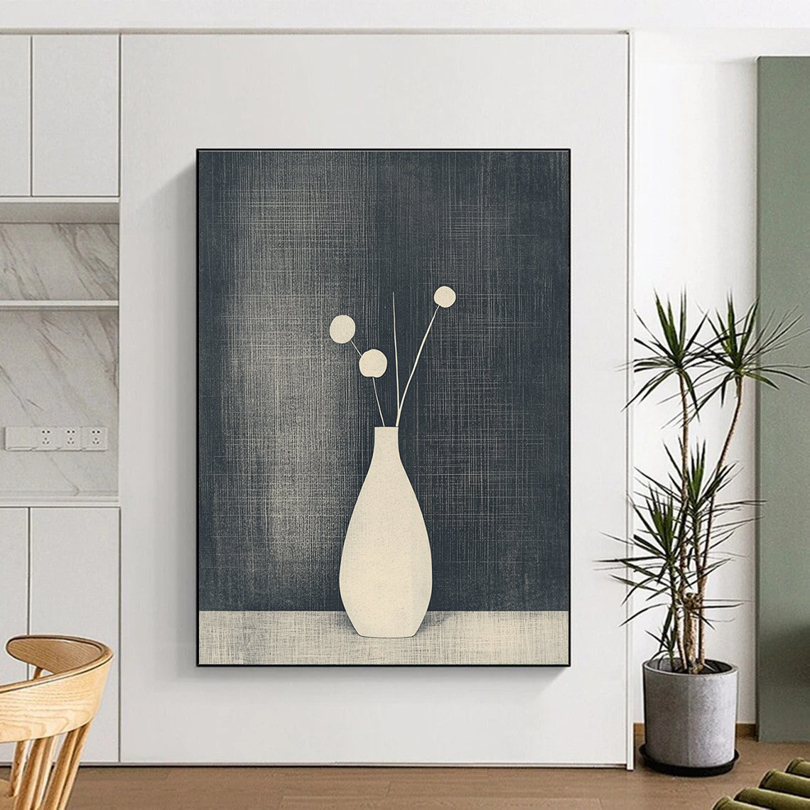 Minimalist Vase with Flowers - Elegant Botanical Abstract Art GAB0416