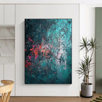 Textured Teal Abstract Painting with Intricate Details WINK642