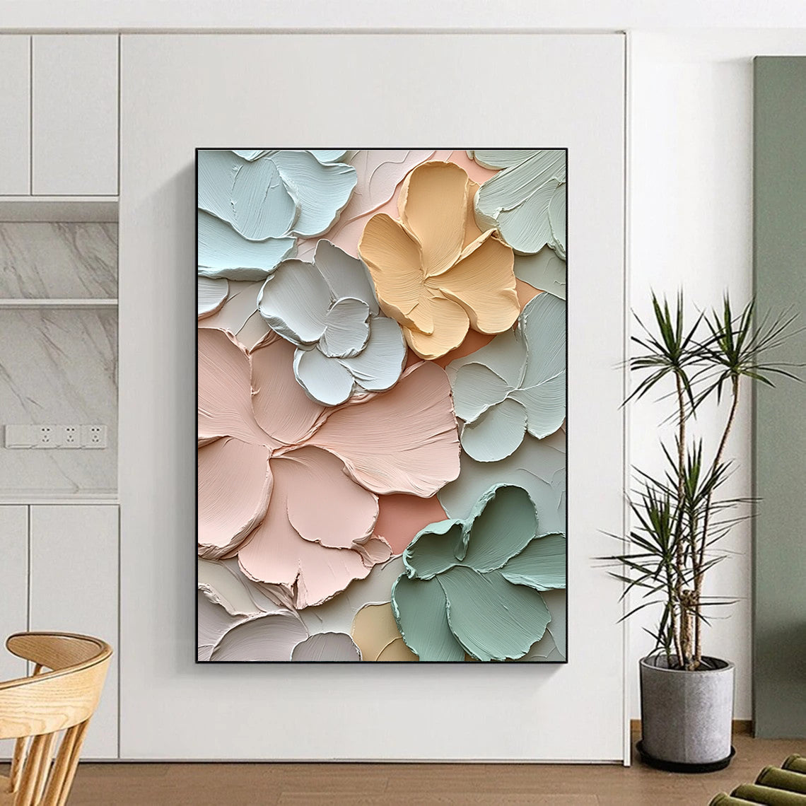Pastel Flowers Abstract Painting with Smooth Textures GAB0006
