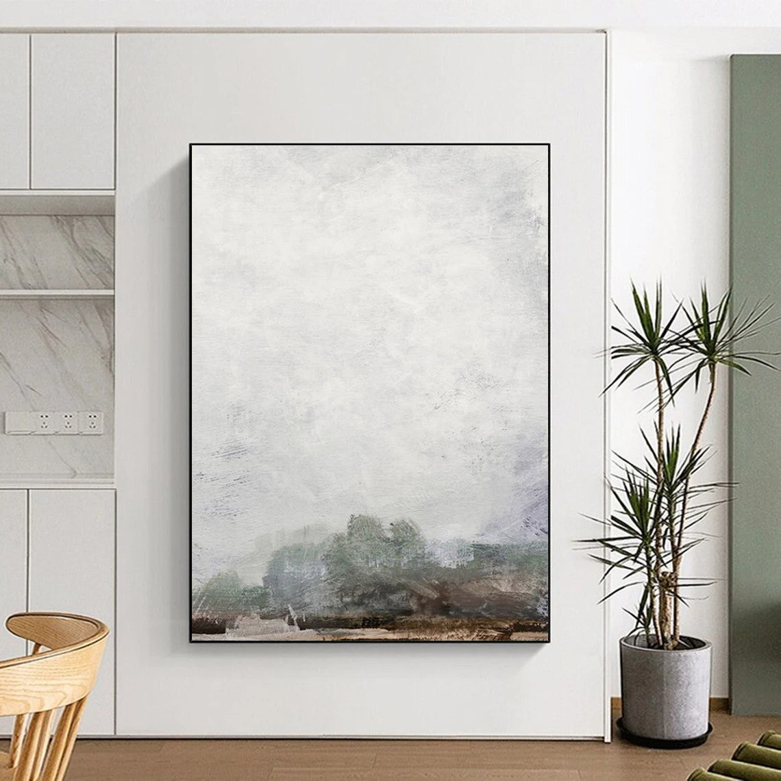 Subtle Misty Landscape Abstract for Minimalist Studies HENG222