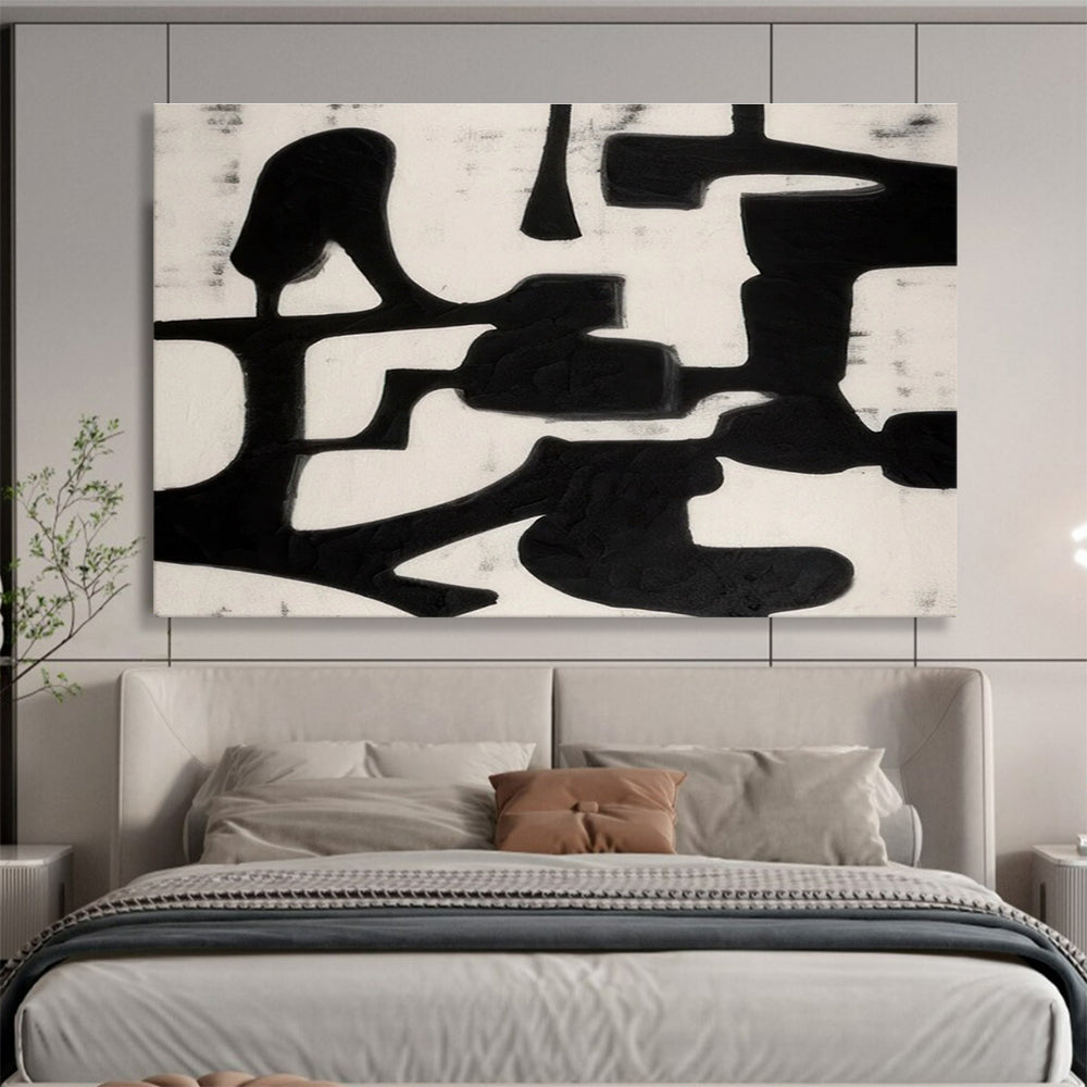 Bold Black - White Abstract Painting for Dramatic Spaces YHT062