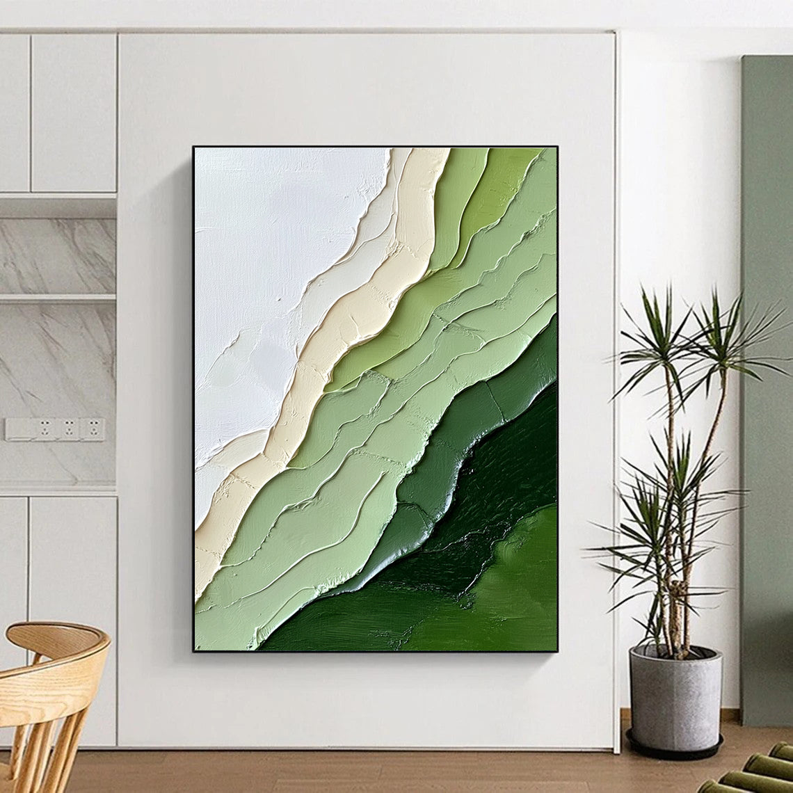 Green Layered Art Textured Landscape Abstract Painting GAB0258