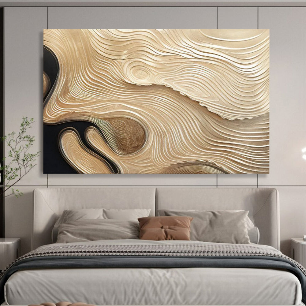 Golden Wave Abstract Painting for Luxurious Interiors YHT100