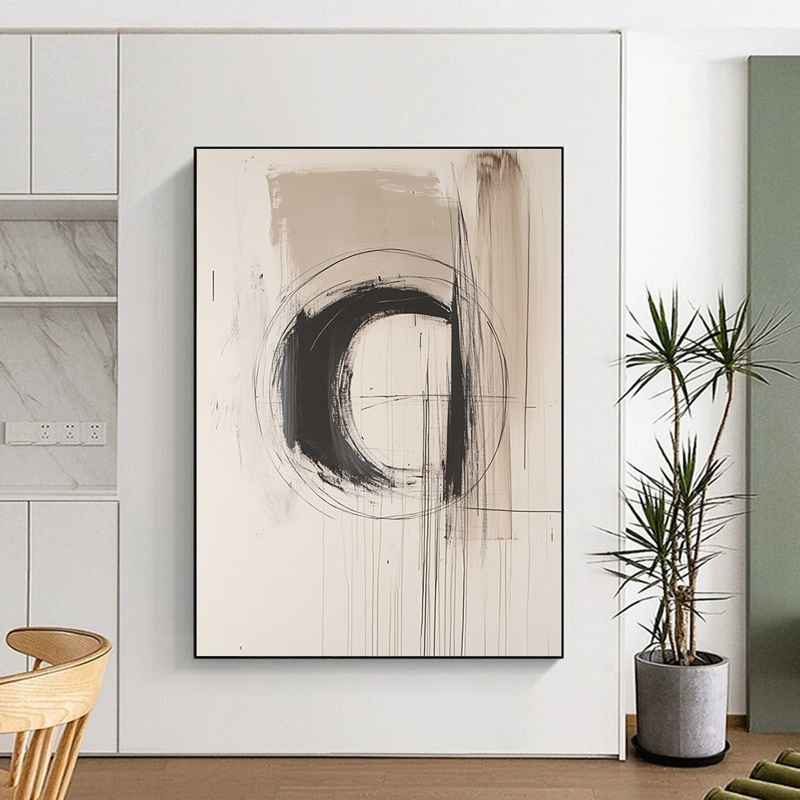 Monochrome Circular Abstract Painting for Minimalist Art Galleries GAB1212