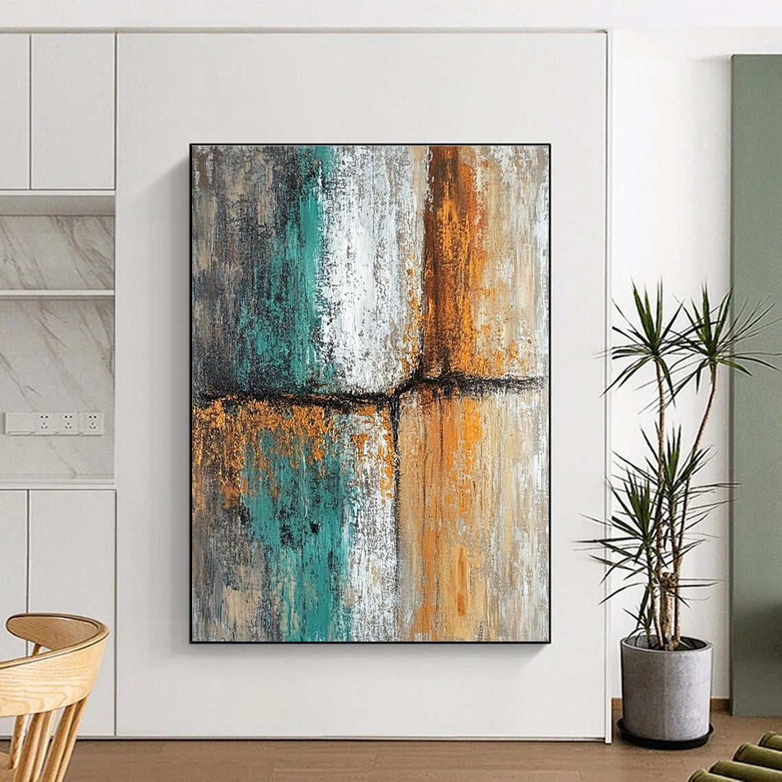 Textured Color Block Abstract Painting for Industrial - Style Lofts GAB1250