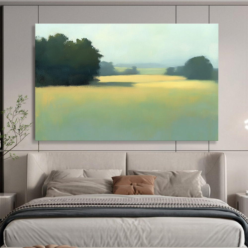 Misty Field Landscape  Soft Morning Hues ABS091