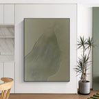 Green Wavy Lines on Grey Abstract Painting with Textured Patterns GAB0063