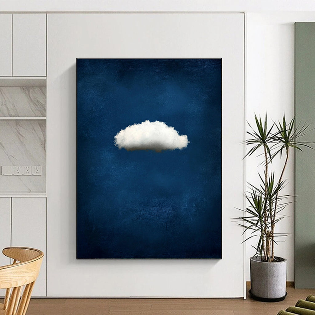 Single White Cloud on Blue Serene Abstract Art for Relaxing Spaces GAB1449