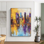 Vivid City Reflection - Colorful Urban Abstract Painting GAB0574