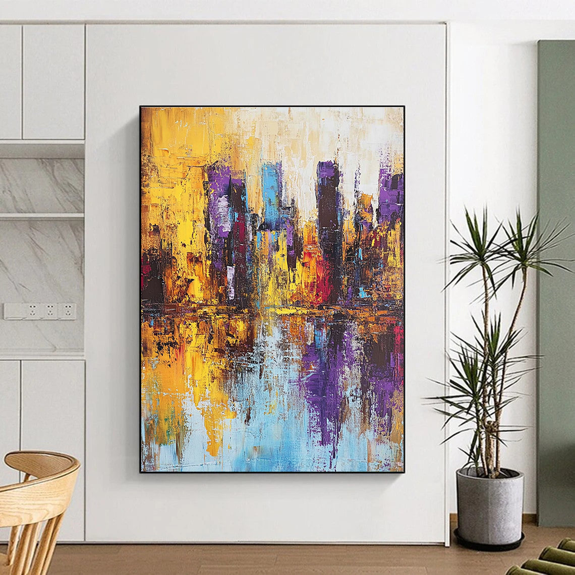 Vivid City Reflection - Colorful Urban Abstract Painting GAB0574