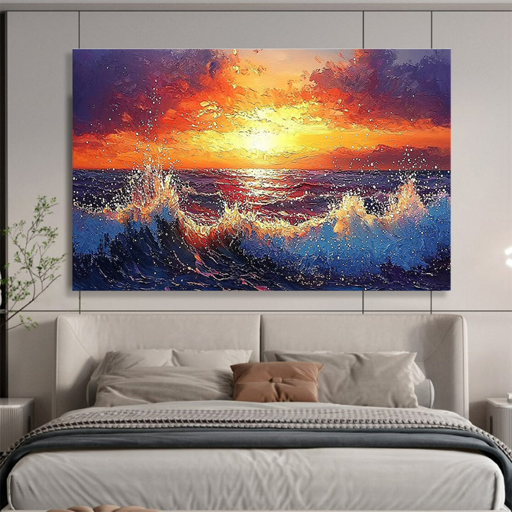 Ocean Sunset Abstract Painting for Coastal Restaurants YHT165