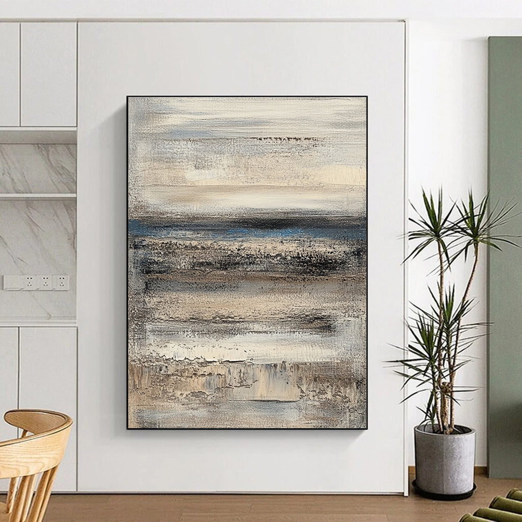 Gray and Blue Textured Layers Abstract Painting with Coastal Calm WINK285