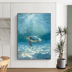 Sea Turtle Underwater Realistic Marine Abstract Painting GAB0335