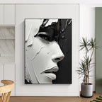 Textured Face Art Abstract Painting of Expressive Layers GAB0123