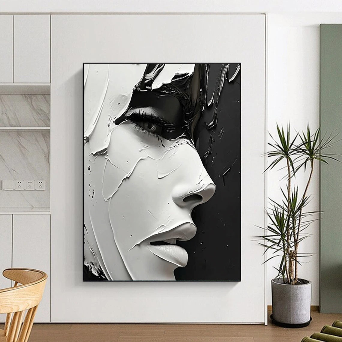 Textured Face Art Abstract Painting of Expressive Layers GAB0123