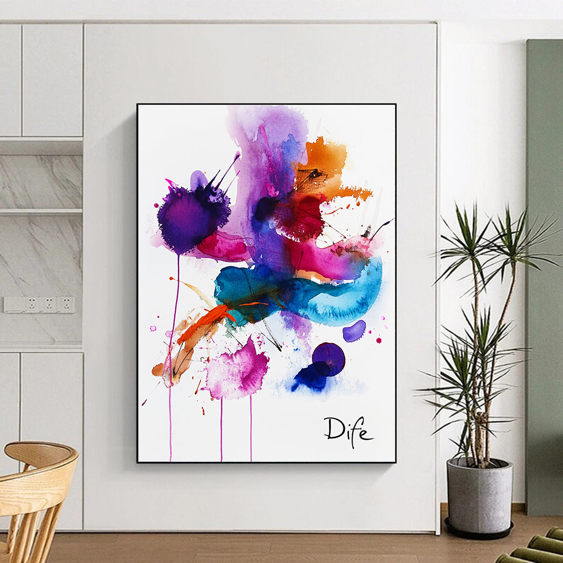 Vivid Watercolor Splatter Abstract Painting of Playful Chaos GAB0185