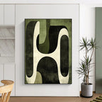 Green Geometric Abstract Painting for Eco - Friendly Workspaces GAB0967