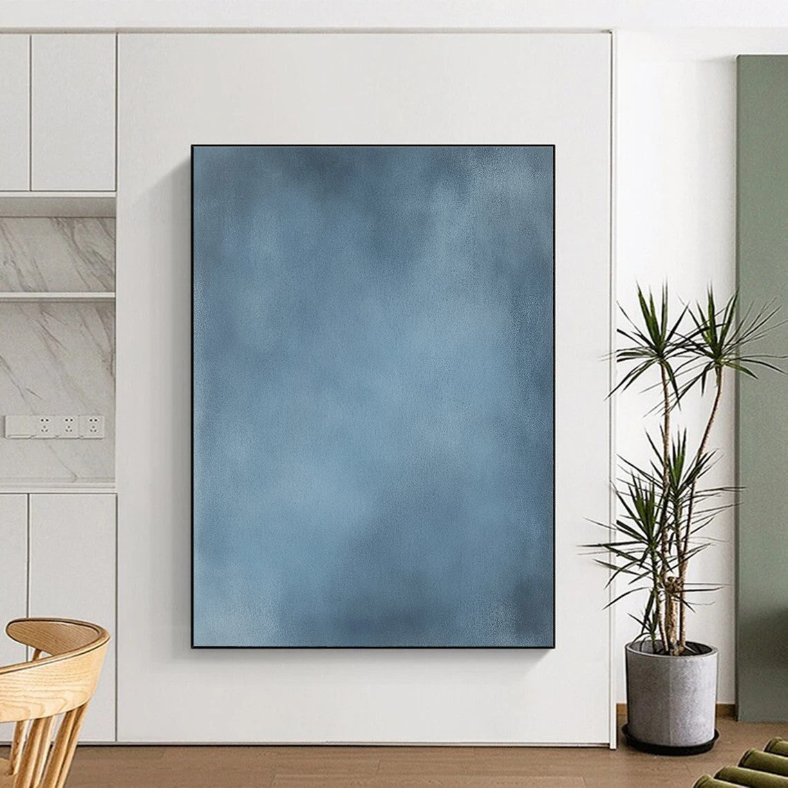 Smooth Blue Surface Abstract Painting with Calming Serenity WINK134