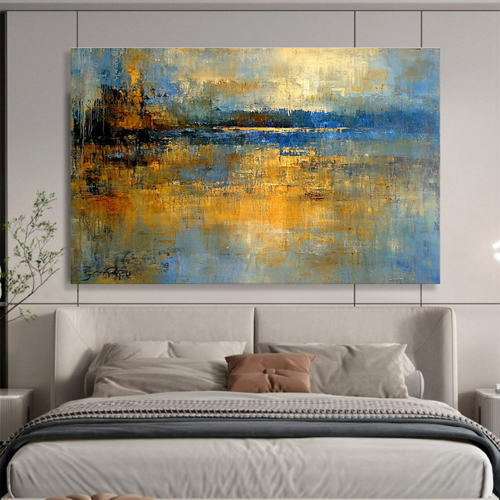 Abstract Lake Scene Painting with Dreamy, Reflective Ambiance ABS519