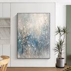 Blue - Gray Toned Abstract Floral Painting for Calming Spaces GAB0871