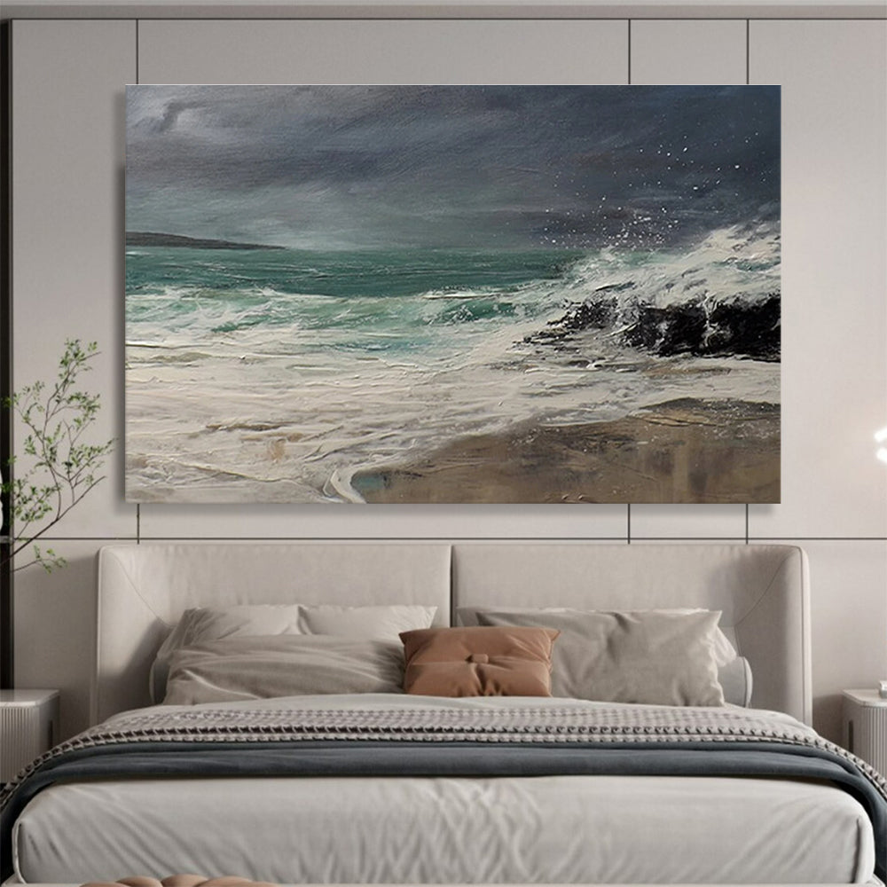 Stormy Sea Abstract Dramatic Seascape Painting for Bold Interiors YHT042