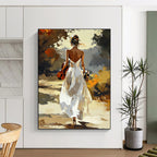 Woman with Violin in White Dress Romantic Abstract Painting for Artistic Spaces GAB1430