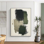 Dark Green and Gray Brushstrokes Abstract Painting with Moody Textures WINK265