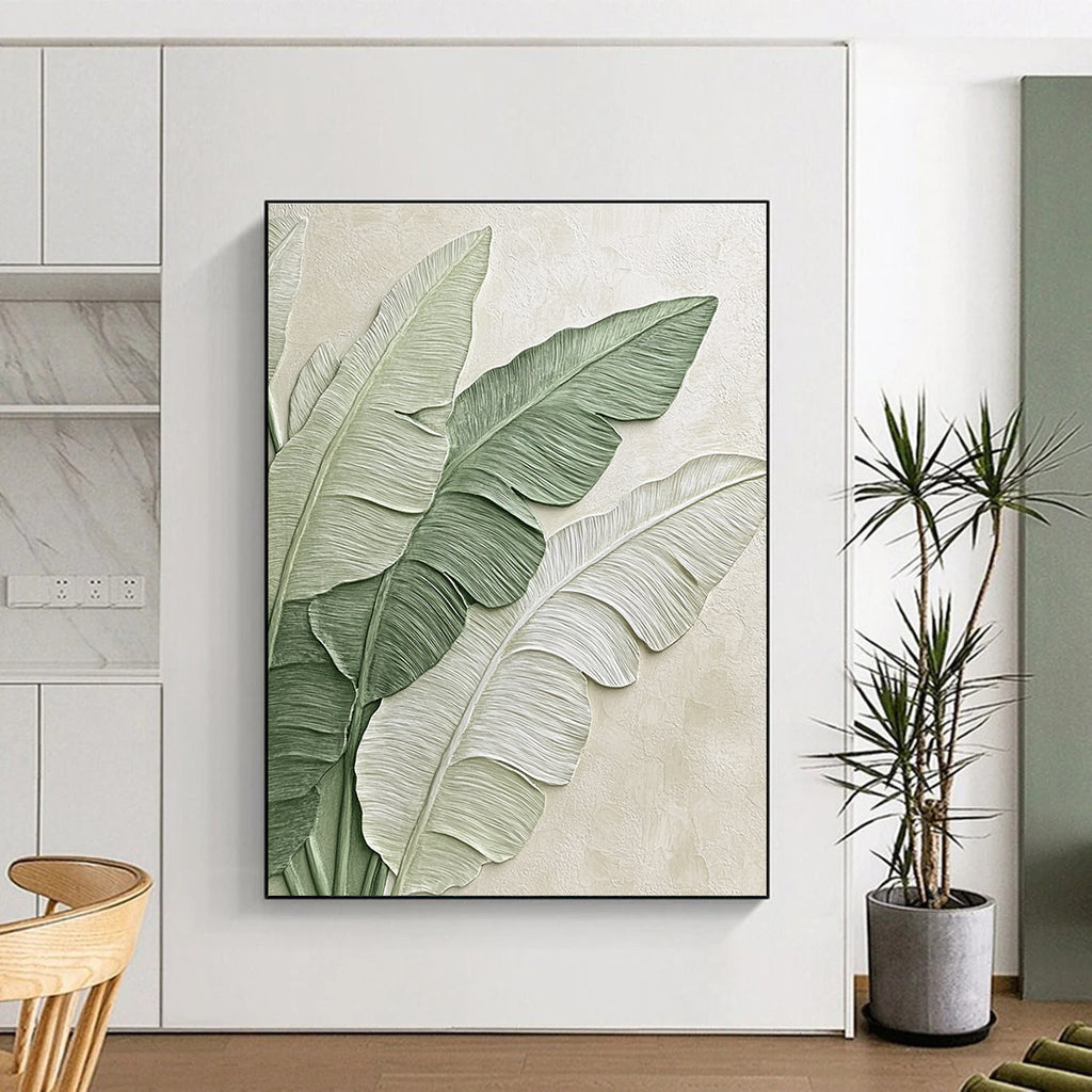 Layered Leaves Abstract Painting with Pastel Tones GAB0003