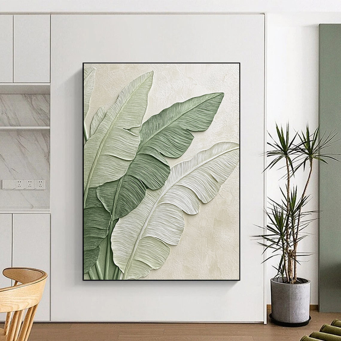 Layered Leaves Abstract Painting with Pastel Tones GAB0003