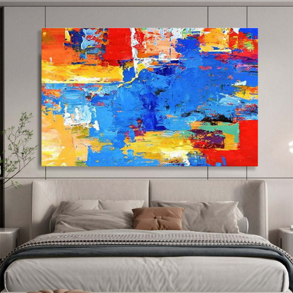 Vibrant Color Block Abstract Painting for Contemporary Office Break Rooms YHT282