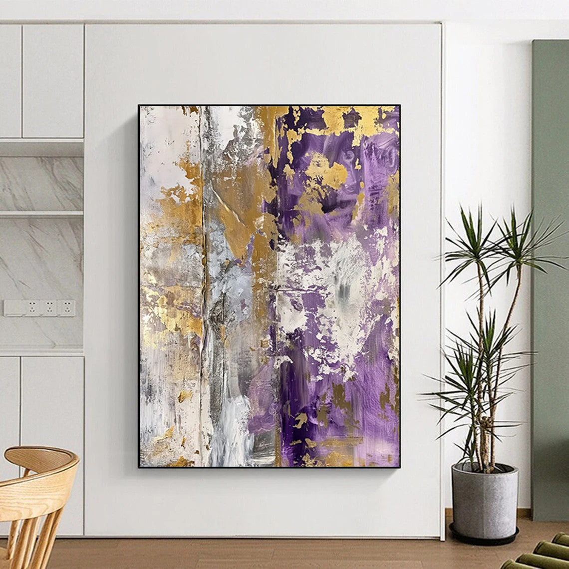 Purple - Gold - Gray Abstract Painting for Upscale Event Venues HENG134