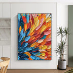 Feather - like Color Strokes Abstract Painting with Graceful Movement WINK083