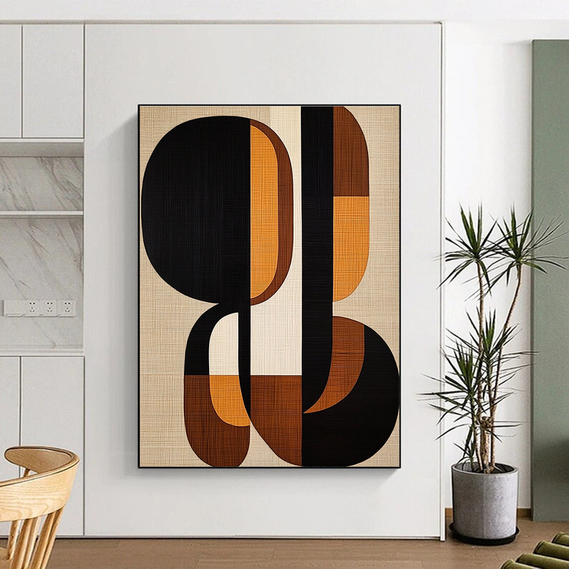 Interconnected Shapes Abstract Painting for Collaborative Workspaces GAB1358
