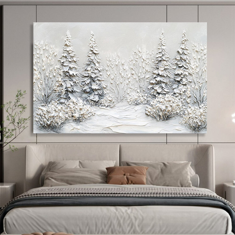 Textured Snow Forest Abstract Painting for Contemporary Art Galleries YHT422