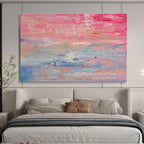 Pink - Blue Abstract Sunset Painting for Romantic Bed and Breakfasts YHT386