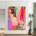 Floral Abstract Collage Painting with Whimsical Charm WINK084