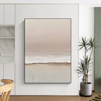 Minimalist Beige and White Abstract Painting of Quiet Serenity GAB0086
