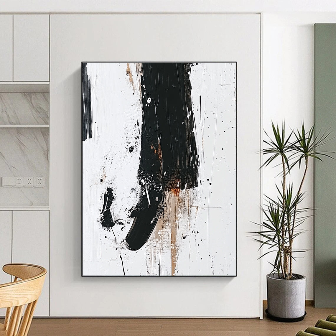 Black White Abstract Details Painting with Intricate Marks WINK638