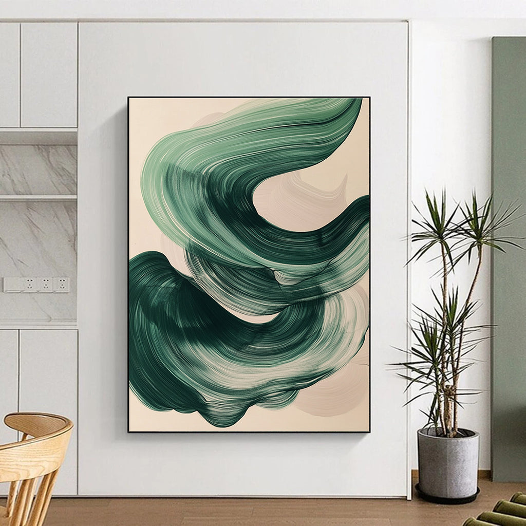 Green Wave Abstract Painting with Calming Rhythm WINK788