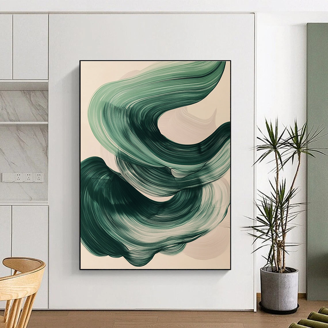 Green Wave Abstract Painting with Calming Rhythm WINK788