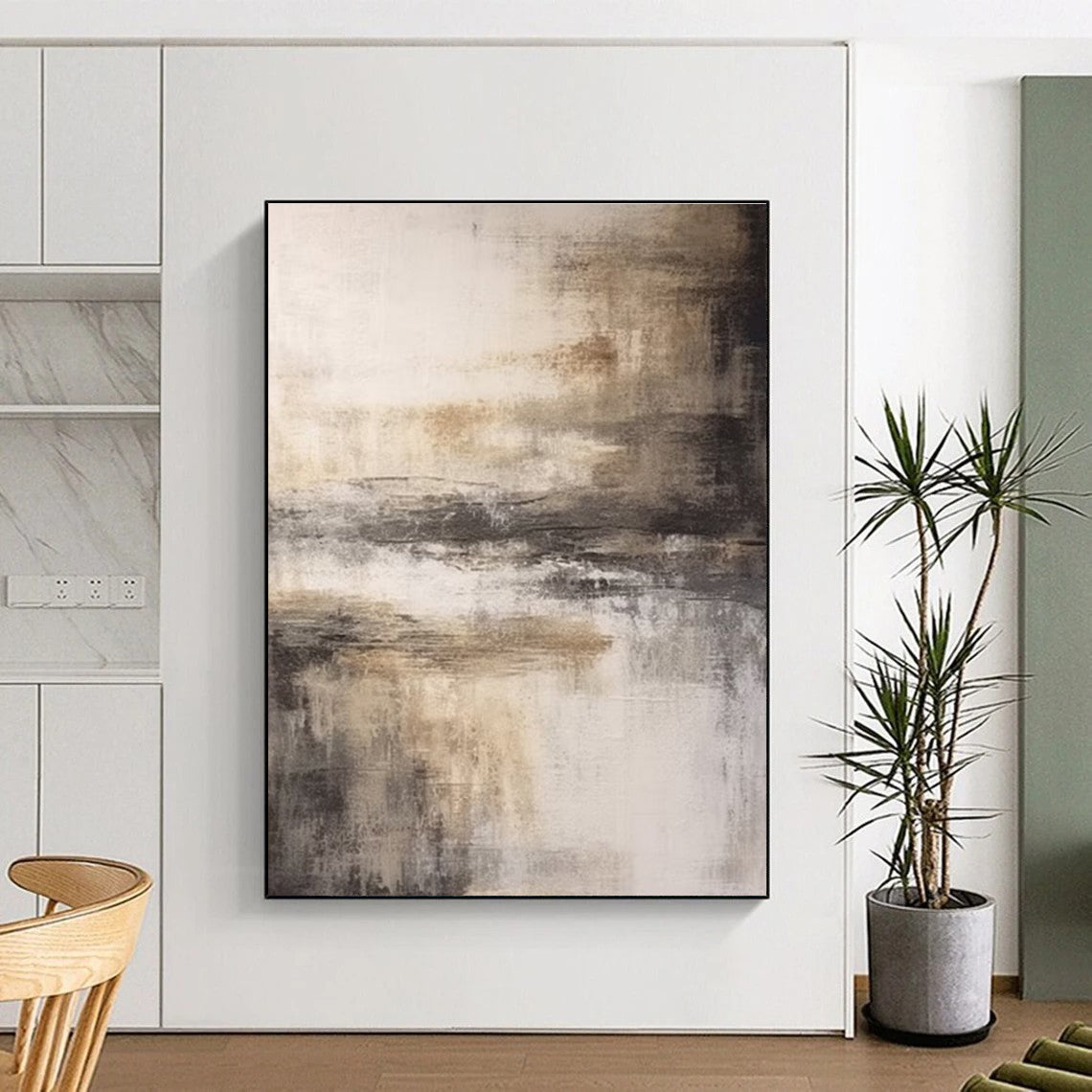 Monochromatic Abstract Landscape Abstract Painting for Nature - Inspired Studies HENG362