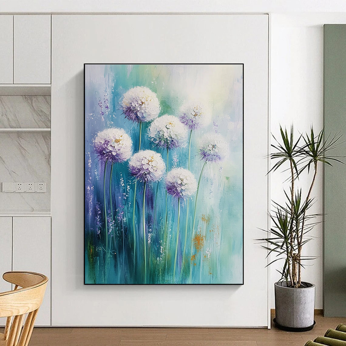 Dandelion Blooms Soft - Colored Floral Abstract Painting GAB0300