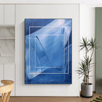Blue and White Frame Abstract - Geometric Minimalist Abstract Painting GAB0470