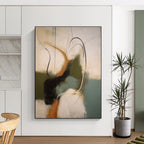 Abstract with Curved Lines in Earthy Tones Painting for Bohemian - Styled Bedrooms HENG365