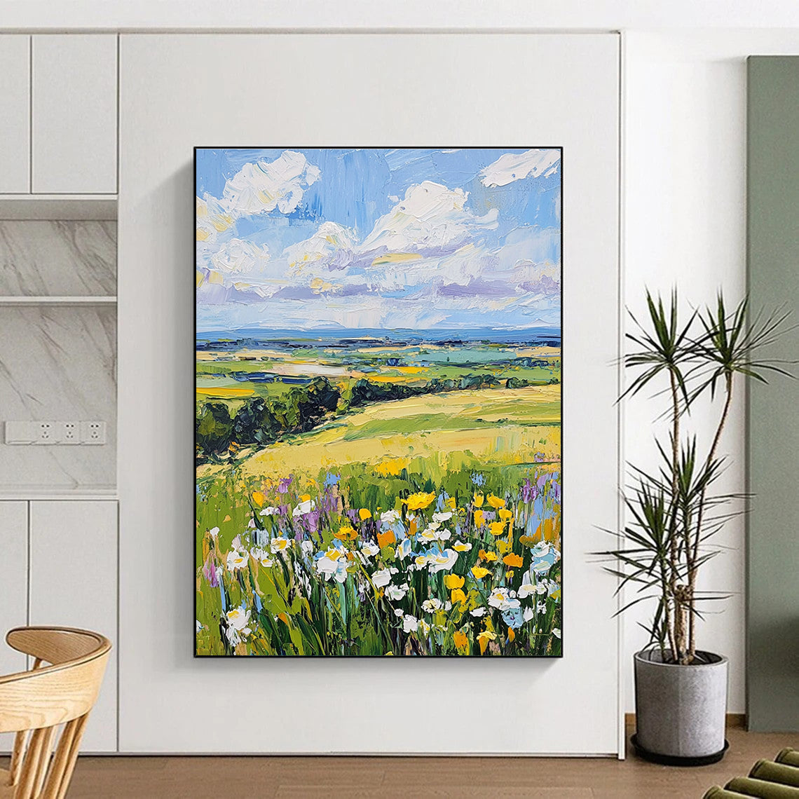 Colorful Field Landscape Expressive Abstract Painting for Countryside Lovers GAB1477