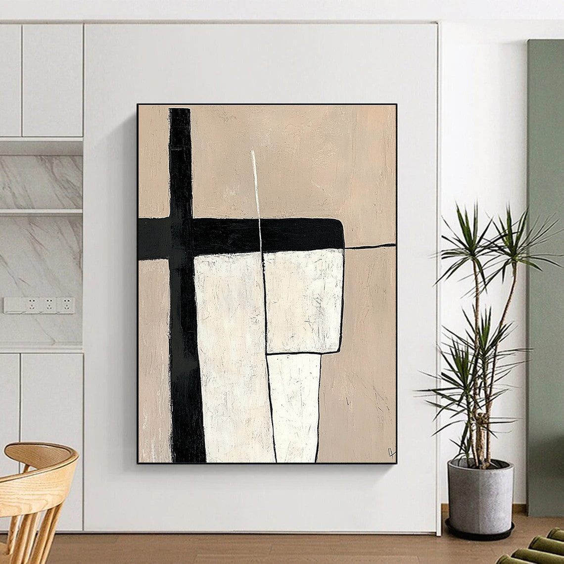 Minimalist Geometric Abstract Painting with Clean Simplicity WINK296