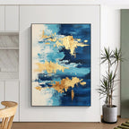 Blue - Gold Abstract Flow Painting with Fluid Luxury WINK373