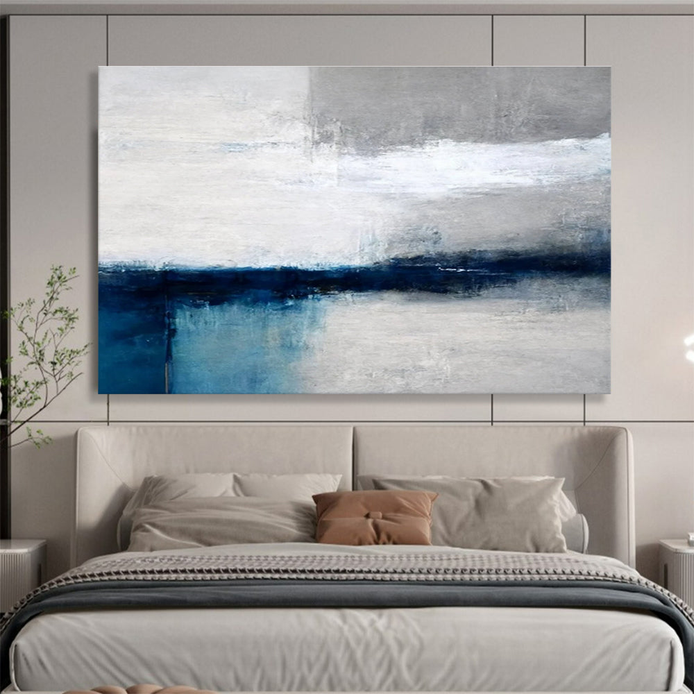 Repeated Blue - Grey Abstract Painting for Cohesive Interiors YHT058